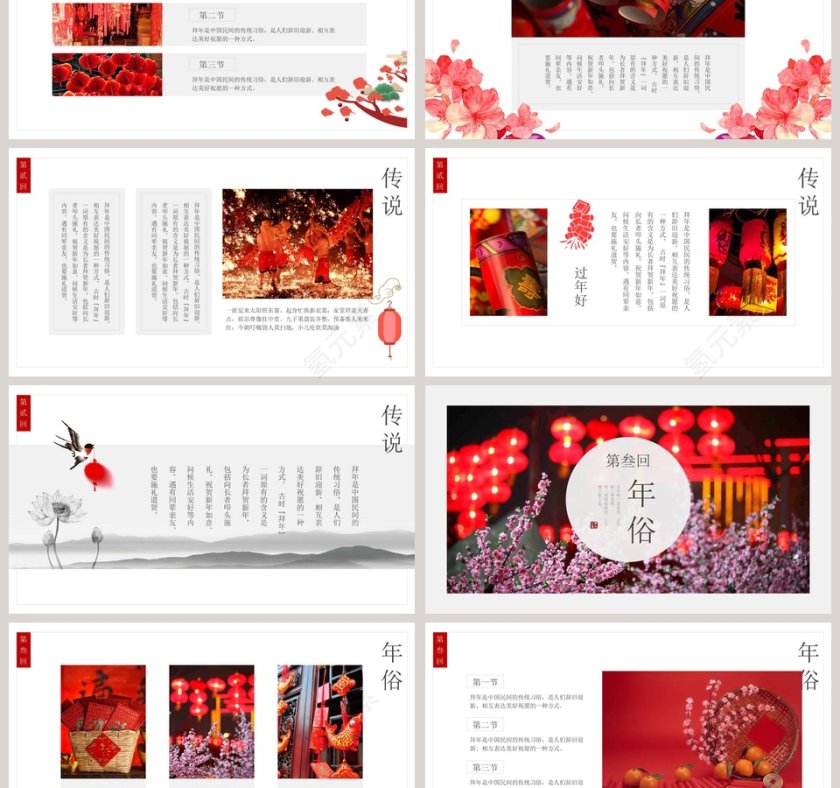 白色简约春节传统文化习俗ppt第3张