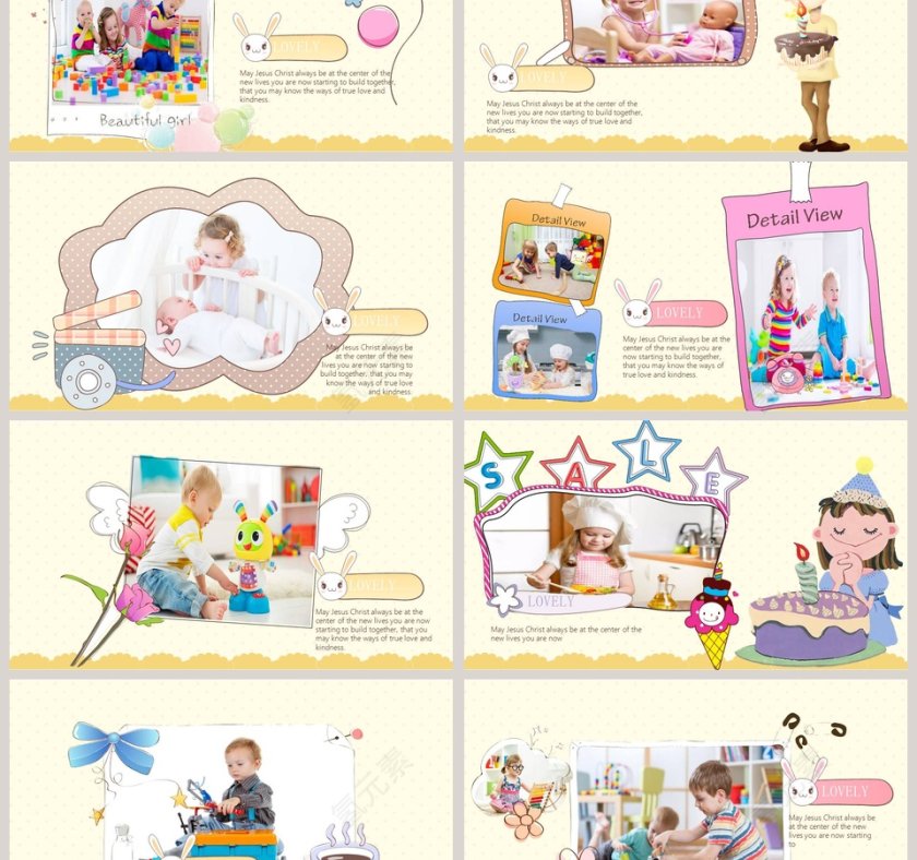 卡通生日快乐纪念册ppt模板第3张