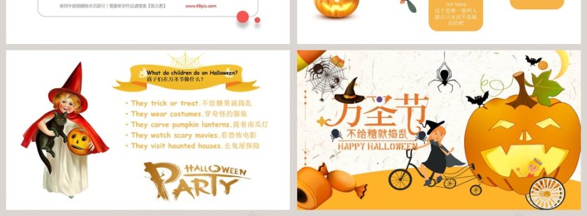 卡通简约万圣节节日介绍ppt模板第4张