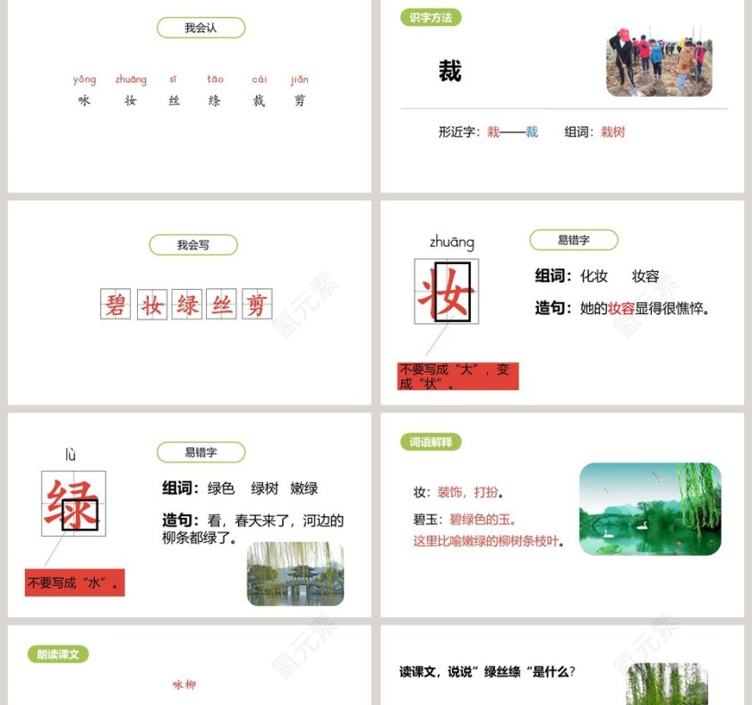 诗词解析古诗二首咏柳语文课件PPT第2张