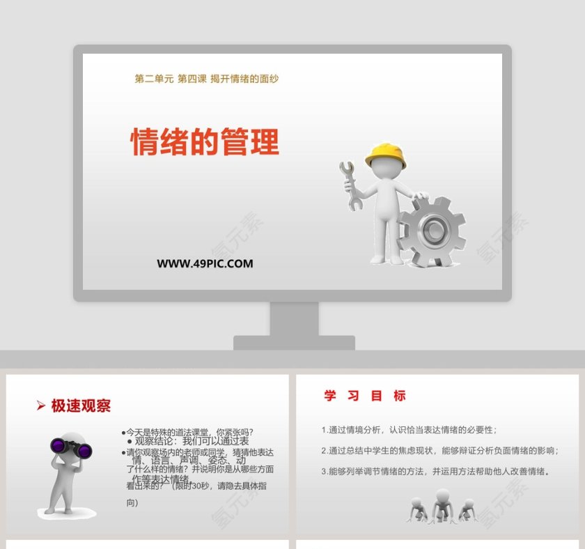 情绪的管理-第二单元 第四课 揭开情绪的面纱教学ppt课件第1张