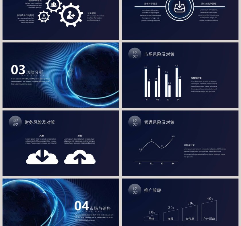 蓝色创新科技互联网项目计划书PPT模板第3张