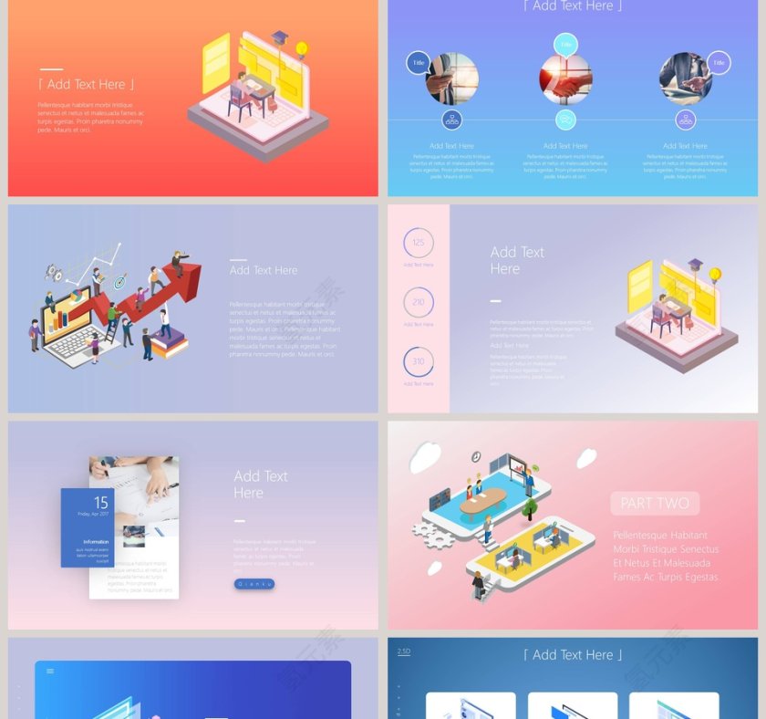 彩色简约大气 2.5D科技风工作总结PPT第2张