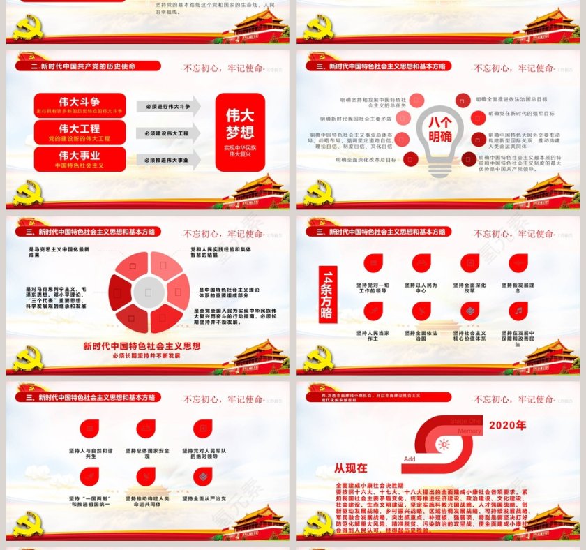 党建风学习贯彻落实十九大报告精神PPT模板第4张