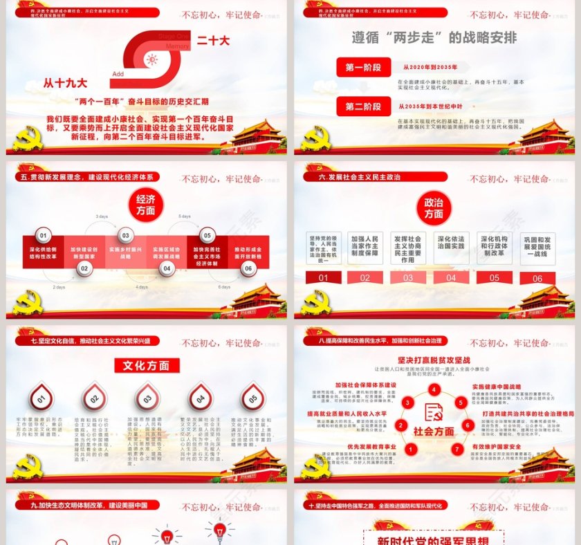 党建风学习贯彻落实十九大报告精神PPT模板第5张