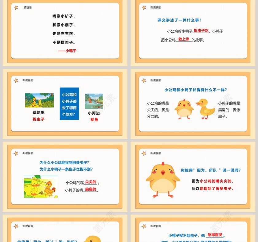 小公鸡和小鸭子教育课件PPT模板第2张