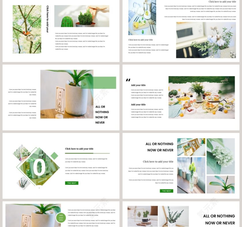 简约植物背景工作汇报商务模板PPT 第2张