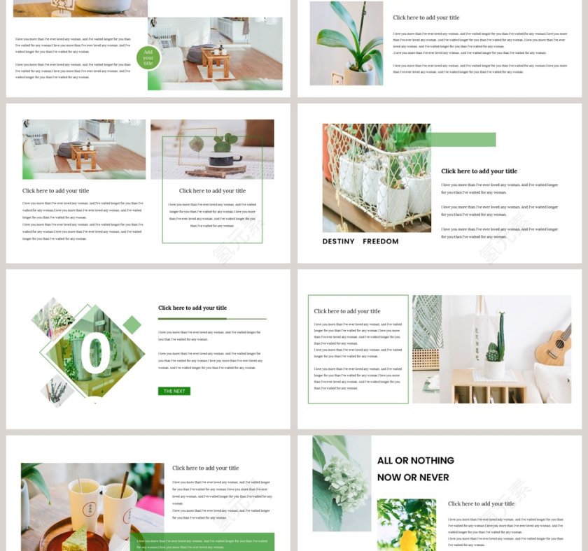 简约植物背景工作汇报商务模板PPT 第3张