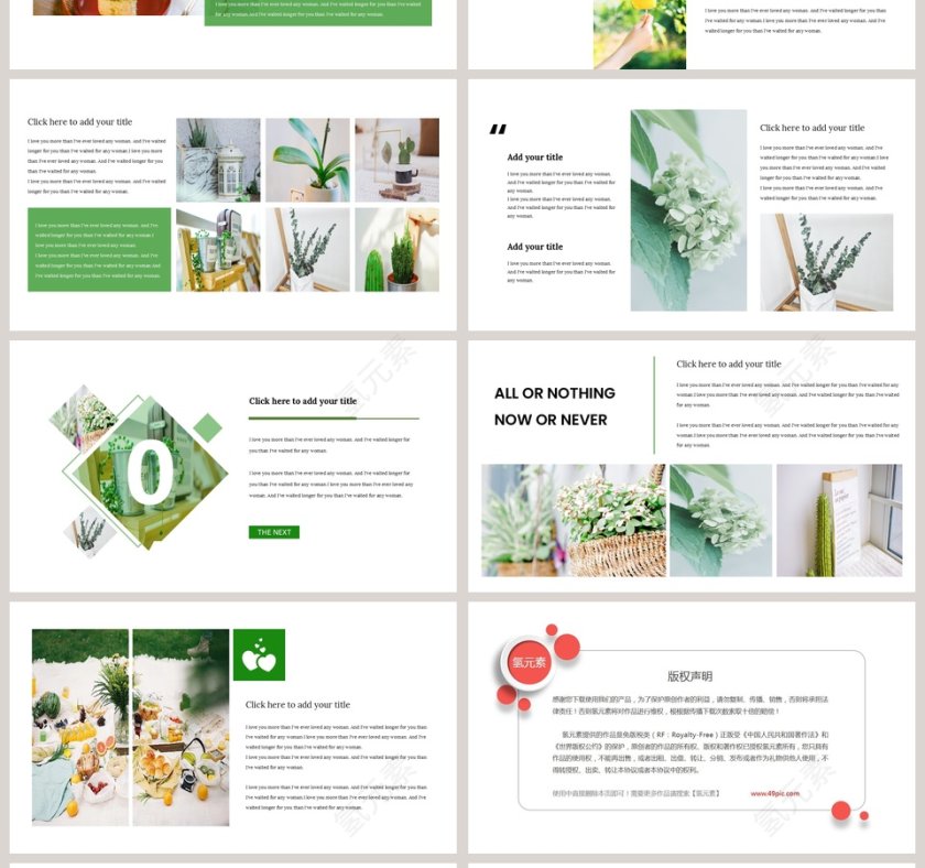 简约植物背景工作汇报商务模板PPT 第4张