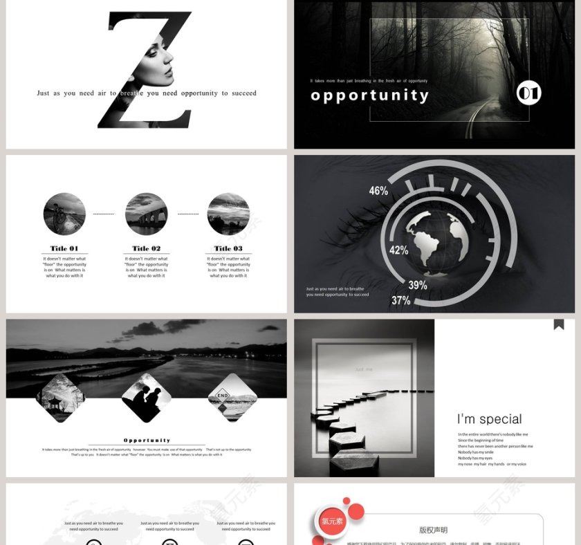 欧美极简PPT创意欧美杂志风创业书PPT模板 第2张