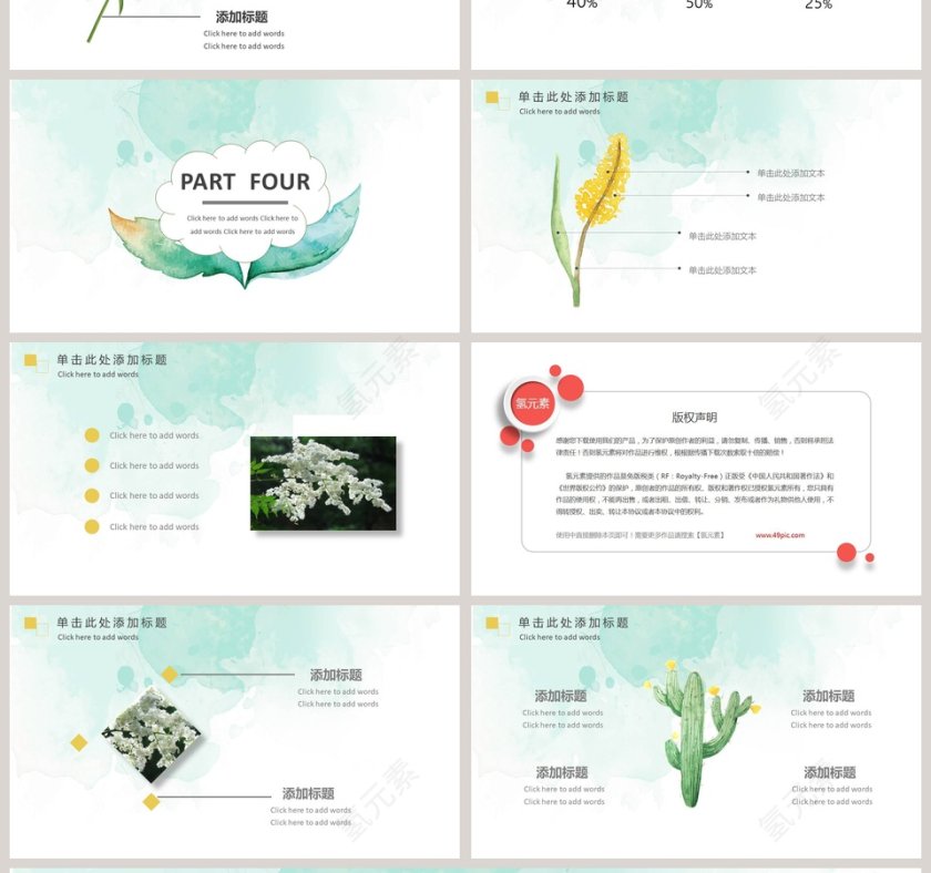 绿色水彩PPT模板第4张