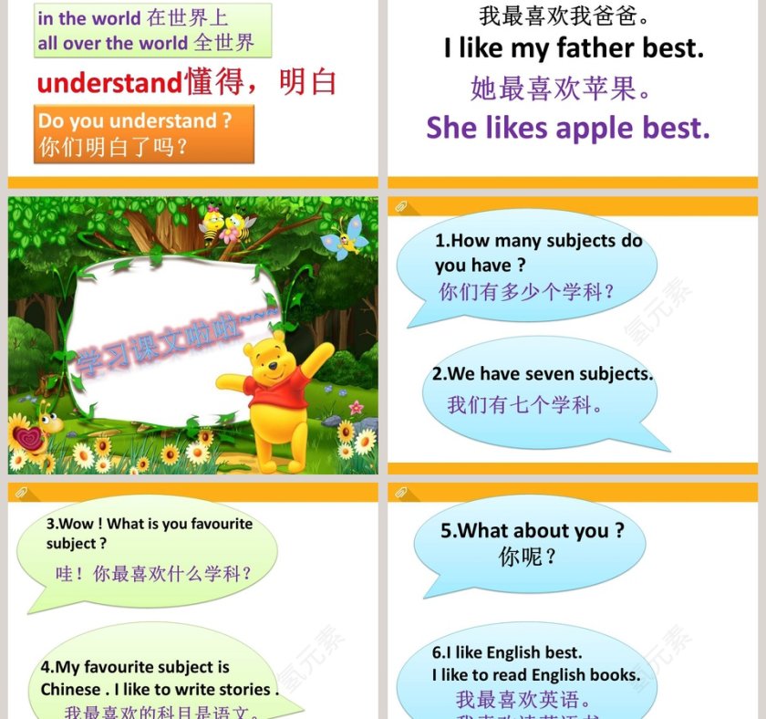 新概念英语 Unit 8 I like English best PPT模板第3张