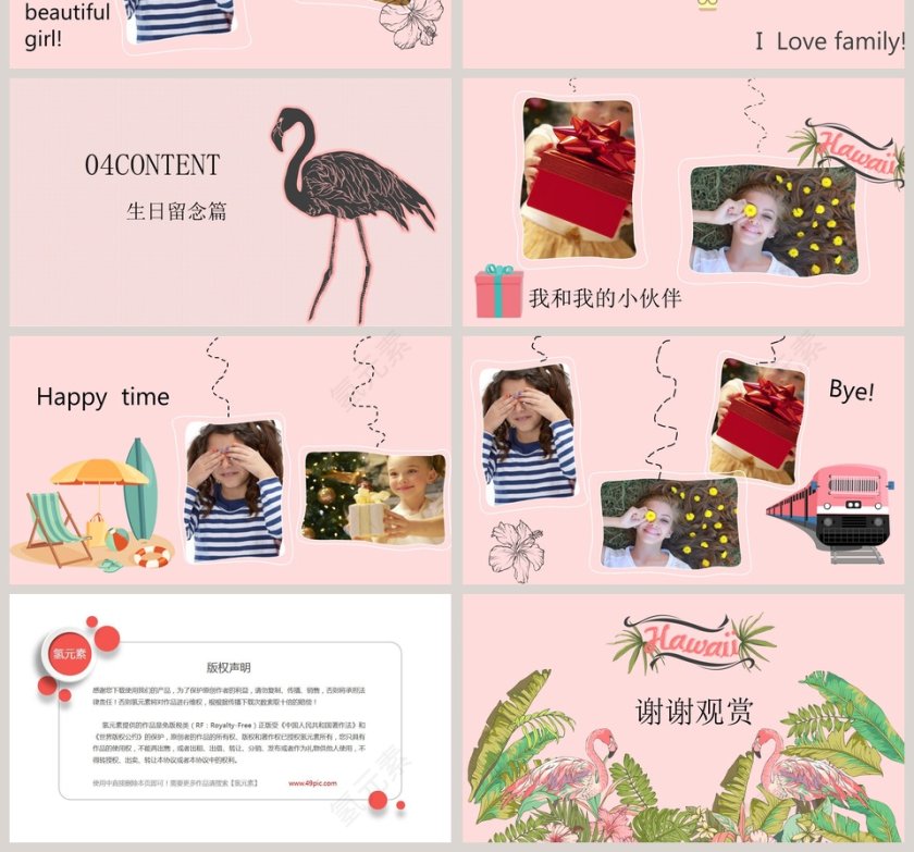 火烈鸟主题生日派对PPT第4张