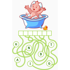 洗澡的小孩和矢量鸭子