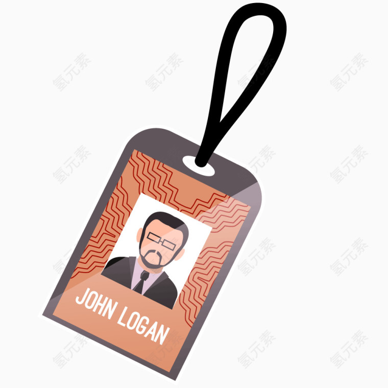 红色古典商务员工证