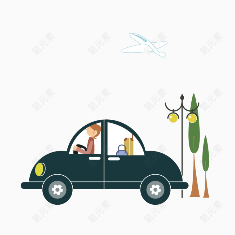 旅游出游汽车人行李