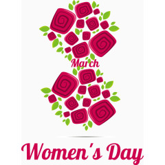 红玫瑰卡通手绘妇女节