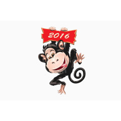 新年卡通猴子标签