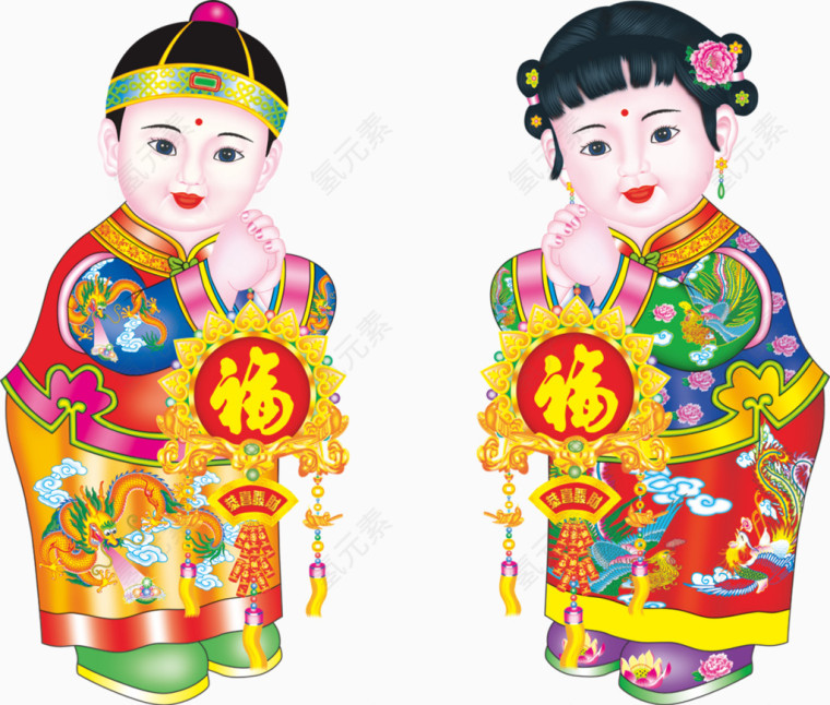 招财进福童子