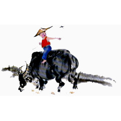 清明节水墨牧童放牛