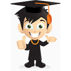 戴博士帽卡通人物装饰元素