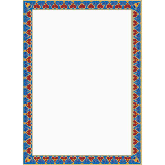 蓝底红色花纹边框