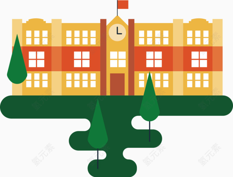 手绘学校建筑素材
