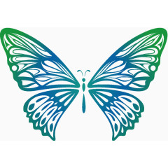 手绘蓝绿色蝴蝶