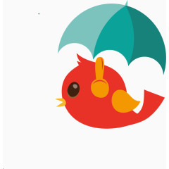 雨伞小鸟卡通手绘装饰元素