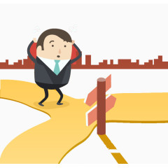 分岔口纠结的卡通男子矢量素材