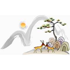 山水鹿田园
