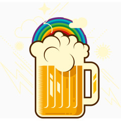 卡通冒泡啤酒