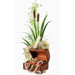 宝箱花边装饰花瓶