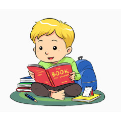 认真读书小男孩