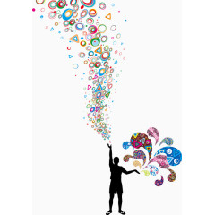 动感花纹人物剪影