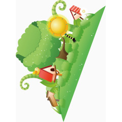 草坪水彩卡通手绘装饰元素