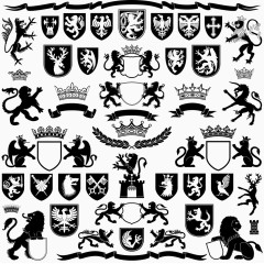 精美老鹰狮子等欧式元素图标矢量素材