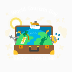 创意行李箱旅行插画