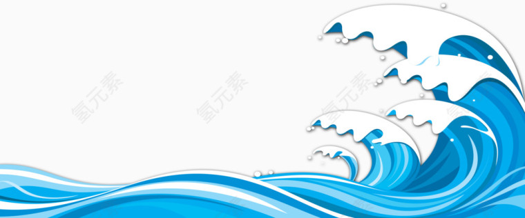 卡通蓝色大海浪花