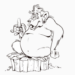 黑白卡通手绘动物插画