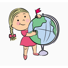 玩地球仪的女孩
