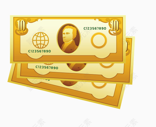 卡通黄金钞票