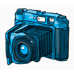 卡通手绘蓝色单反相机 