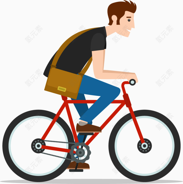 矢量手绘骑自行车