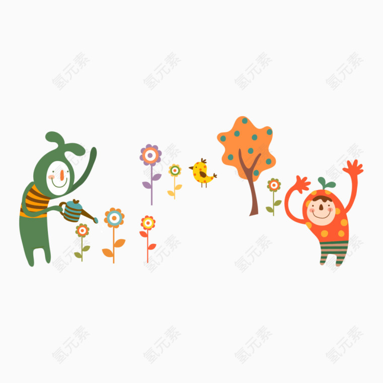 给花浇水卡通人物