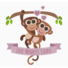 可爱情侣猴子矢量