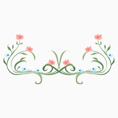 复古清新蓝色花朵分隔线边框