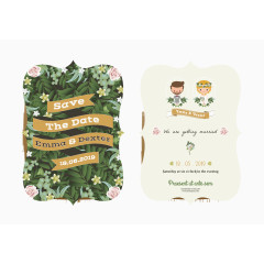 精美卡通婚礼请柬设计矢量素材