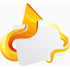 黄色弯曲动感箭头标签