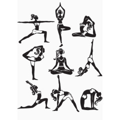 9款瑜伽女孩剪影矢量素材